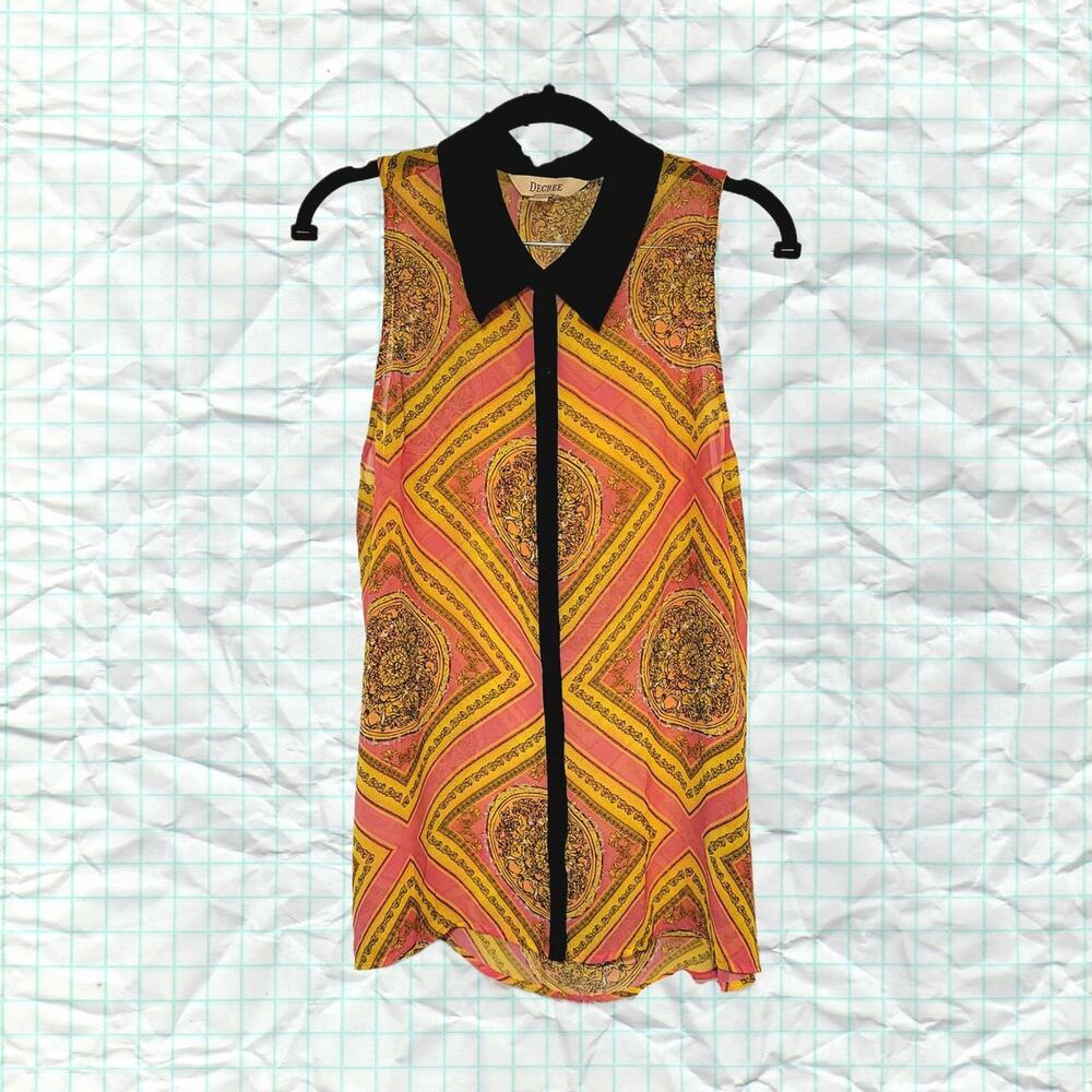 Decree, XL | Semi Sheer Baggy Blouse Tank With Angels